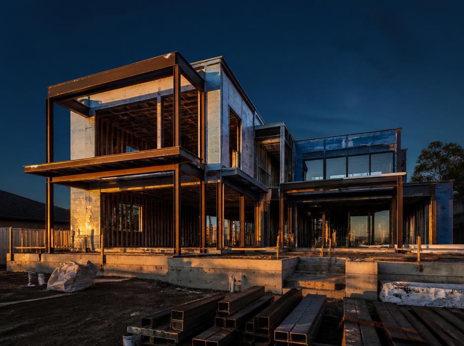 Modern residential construction project